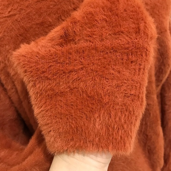Express Orange Crewneck Fluffy Sweater Size Small - Picture 4 of 7